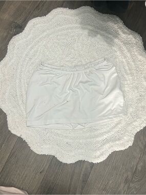White Women's mini Skirt with Built-In Shorts